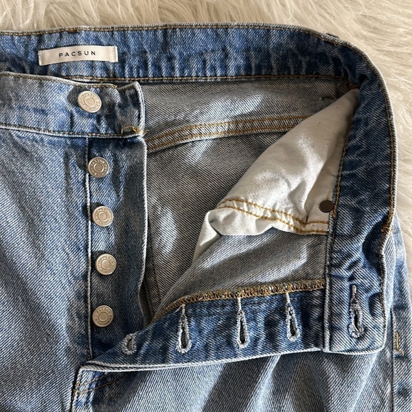 Pacsun Jeans Pants Light Blue Denim Wash Straight Button Closure Distressed 30 - Picture 3 of 5